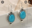 Комплект изящни и стилни овални обеци с инкрустиран тюркоаз, снимка 2