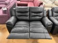 Черни кожени дивани две двойки с релаксиращ механизъм, снимка 3
