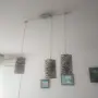 Полилей с три текстилни абажура.Монтират се 3 стандартни крушки Създава ефект на приглушена светл, снимка 1