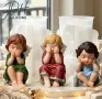 3D Дете ангел мъдрост '' не говоря '' силиконов молд форма фондан смола гипс свещ декор, снимка 1