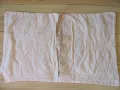 Стара възглавница -вълнени ширити и лен, ръчно шита,74х46см., снимка 8