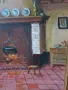 Ceuls 74х67см/стара картина масло върху платно/натюрморт-стая-камина/дървена рамка, снимка 5