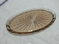 Стар стъклен поднос елипса , снимка 1