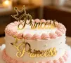 Princess с корона надпис страничен горен акрил топер декор украса за торта рожден ден принцеса, снимка 3