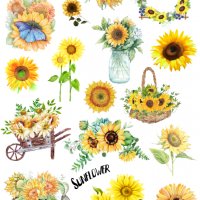 Скрапбук стикери за декорация планер слънчогледи sunflowers самозалепващ лист А5 - различни видове, снимка 2 - Други - 37331882