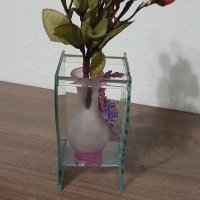 Декоративна стъклена вазичка 15см, снимка 4 - Декорация за дома - 38102131