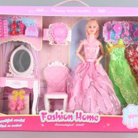 Кукла Барби с тоалетка, рокли, аксесоари и столче, снимка 2 - Кукли - 38955322