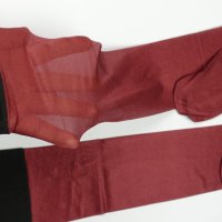 L нови винено червени чорапи с ликра и черна лента, снимка 6 - Бельо - 44340441