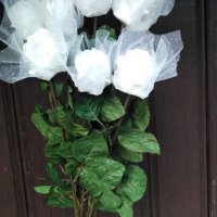 Сватбени рози бели изкуствени , снимка 4 - Изкуствени цветя - 37694638
