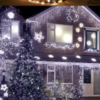 LED Коледна Украса за къщи външно вътрешно: Завеси/висулки/фиг/макруч, снимка 11 - Лед осветление - 30483827