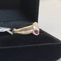 Златен пръстен с естествен Рубин и брилянт-5,05гр/18кр, снимка 4 - Пръстени - 40574124