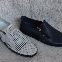 Обувки с цип, два цвята, естествена кожа, код 87/ББ1/55, снимка 1 - Ежедневни обувки - 36799765