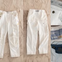 Бял работен панталон Snickers размер 48, снимка 1 - Панталони - 39239406