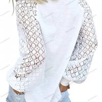 Дамски лек пуловер с дълги ръкави и дантелено деколте, 5цвята - 023, снимка 2 - Блузи с дълъг ръкав и пуловери - 39470757