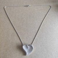 Сребърен синджир с висулка сърце (183), снимка 1 - Колиета, медальони, синджири - 42376368