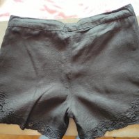 черни ленени къси панталонки с дантела, снимка 5 - Къси панталони и бермуди - 40543749
