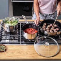 Комплект тенджери KitchenAid Stainless Steel Cookware Set, 5 Piece, Silver, снимка 4 - Съдове за готвене - 38190595