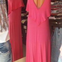 Дълга розова рокля с волан над бюста и леко отворен гръб , снимка 3 - Рокли - 40753998