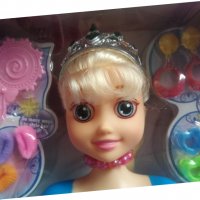 Глава кукла за прически, има гребенче, обеци шнолки, снимка 3 - Кукли - 36933941