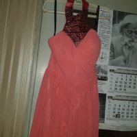 Официална дамска рокля цвят корал, нова марка Little Mistress London,размер uk 10,EU 38, снимка 5 - Рокли - 39392531