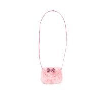 Детска чанта, розова, кожена с панделка, 17см, снимка 1 - Раници - 44212373