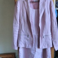 ленен розов комплект рокля и сако, снимка 2 - Костюми - 40313862