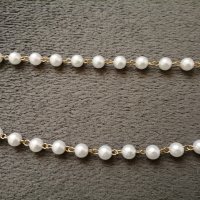 Стилен дамски колан с бели перли и верижка в златист цвят, снимка 6 - Колани - 42790882