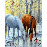 Диамантен гоблен Два коня на водопой, снимка 1 - Гоблени - 35551353