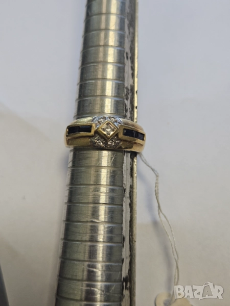 Златен женски пръстен,сапфир,ръчна изработка 585/14к 5.15гр, снимка 1