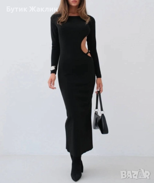 Дамска рокля плетиво с ефектен дизайн с отворен гръб, снимка 1