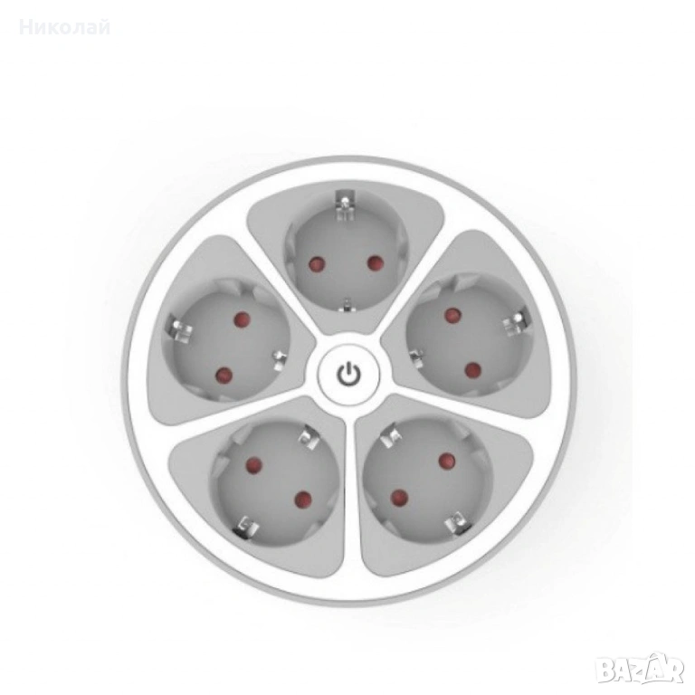 Кръгъл разклонител Muhler с ключ 5 гнезда, снимка 1