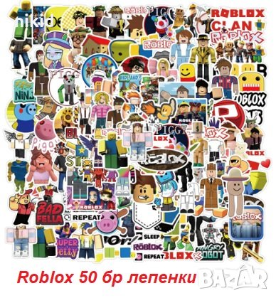 50 бр Роблокс roblox самозалепващи лепенки стикери за украса декор картонена торта и др парти, снимка 1