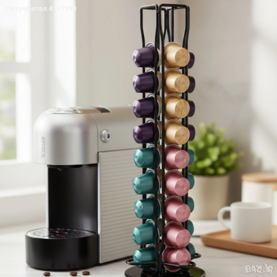 Метална въртяща се стойка Cheffinger за 40 капсули Nespresso – ред и бърз достъп до любимото кафе, снимка 1