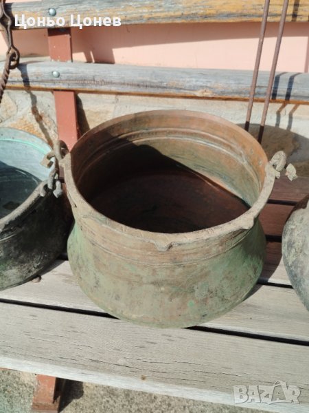 Меден /бакърен/ котел с месингова дръжка 10 л.,стар и рядък, снимка 1