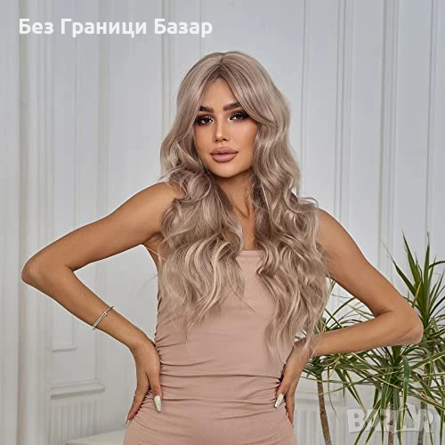 Нова Перука с бретон дълга сива термоустойчива синтетична коса за жени, снимка 1