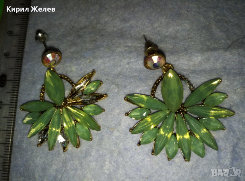 ЧИФТ СТАРИ ВИНТИДЖ АРТ ПОЗЛАТЕНИ КРИСТАЛИ ФЛОРАЛНИ ОБЕЦИ 28531, снимка 1