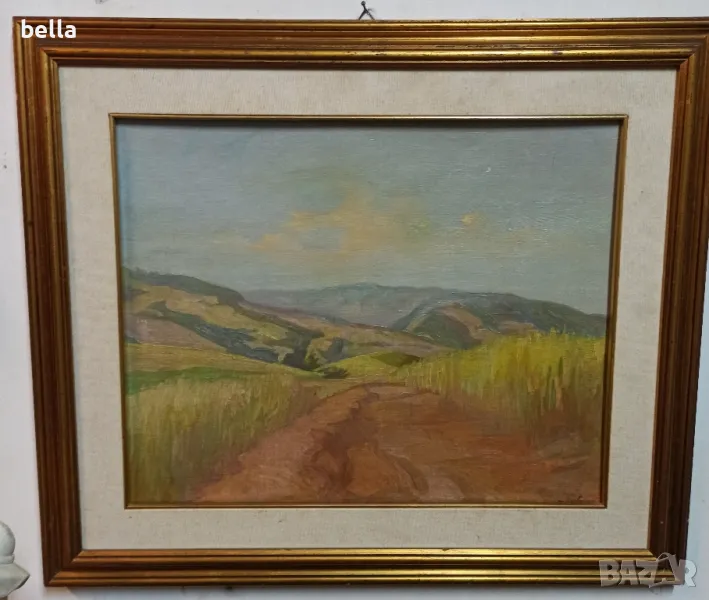 Стара авторска творба ,пейзаж масло платно подписана и рамкирана , снимка 1