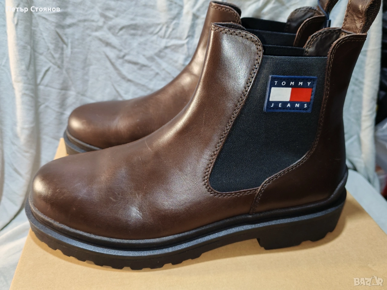 Удобни мъжки боти от естествена кожа TOMMY JEANS №44, снимка 1