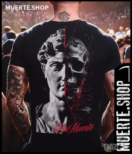 Черна тениска с щампа LA MUERTE ANCIENT PHYLO, снимка 1