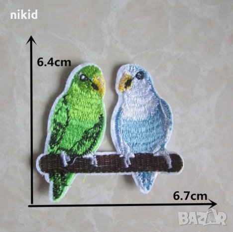2 папагалчета папагали папагал на клон апликация за дреха дрехи самозалепваща се, снимка 1