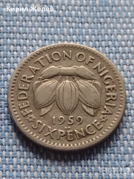 Монета 6 пенса 1959г. Нигерия кралица Елизабет втора 41105, снимка 1