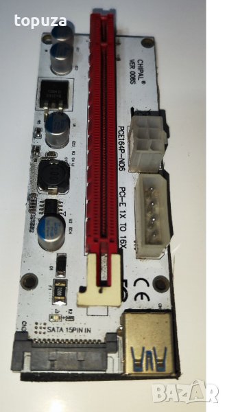 CHIPAL LED VER 008S PCI-E Riser Card PCI Express 1X to 16X Разширител за копачка miner, снимка 1