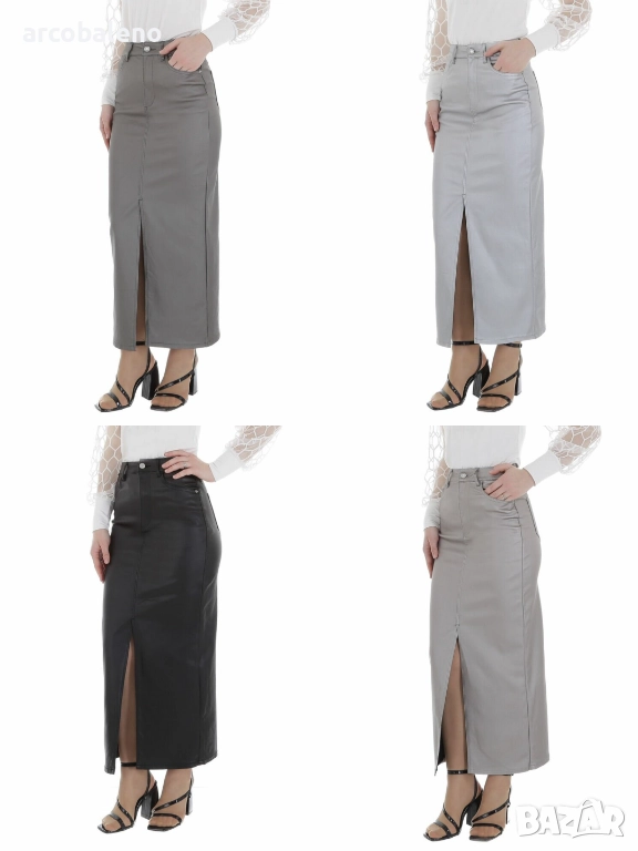 Дамска дълга пола от еко кожа, 4цвята , снимка 1