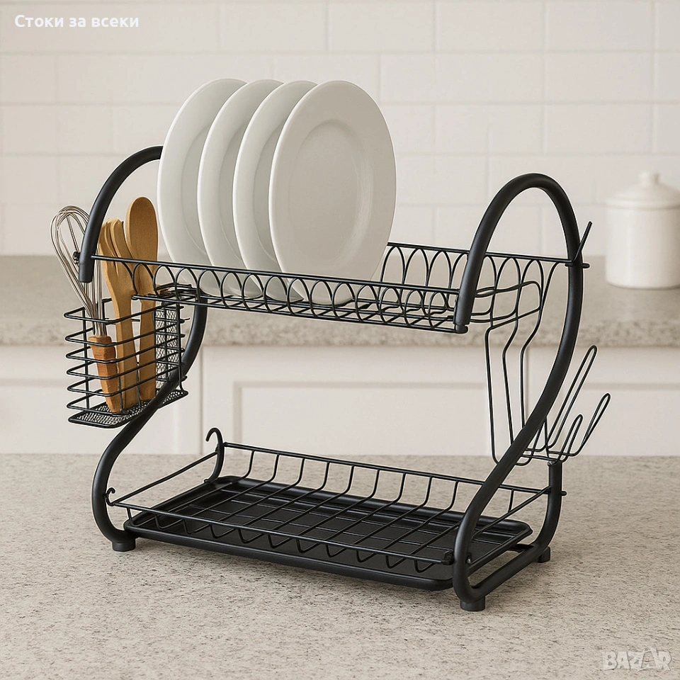 Сушилник за съдове Rosberg, 2нива, 40х38х24см., снимка 1