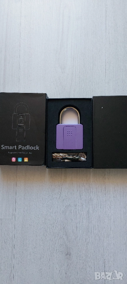 Смарт катинар P10BF-Purple/EU с пръстов отпечатък, приложение и ключ, снимка 1