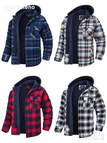 Ежедневно мъжко яке с дълъг ръкав и удебелена подплата с качулка, 4цвята , снимка 1