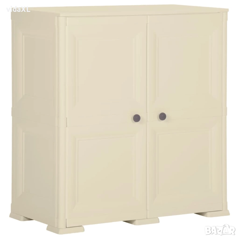 vidaXL Пластмасов шкаф, 79x43x85,5 см, дървен дизайн, ангорско бяло(SKU:340596), снимка 1