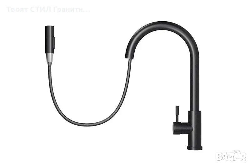 Графитен Смесител за Кухня с издърпваща се глава – Модел 9600, снимка 1
