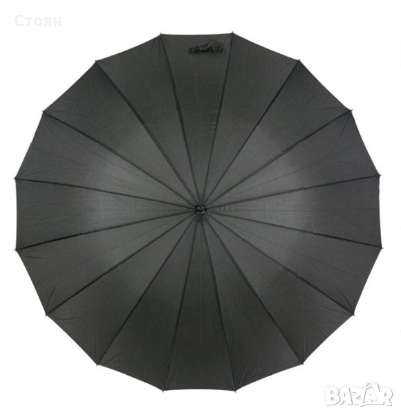 Чадър бастун за дъжд автоматичен черен 93 см, снимка 1