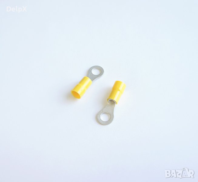 Кабелно ухо с изолация жълто Ф6mm/4mm2, снимка 1